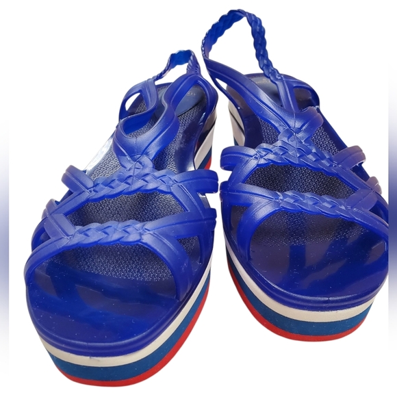 Lemon Jelly Red, White, & Blue Platform Sandals. 39 - Picture 5 of 11